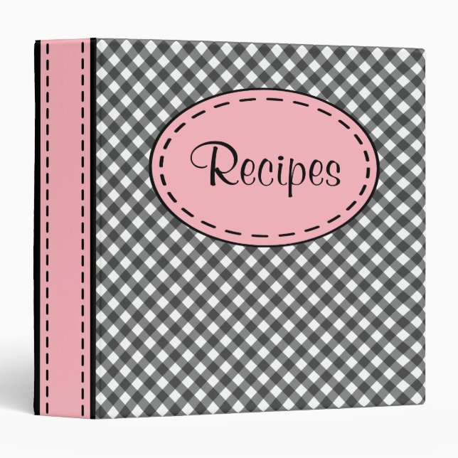Pink and Black Recipe Binder (Front/Spine)