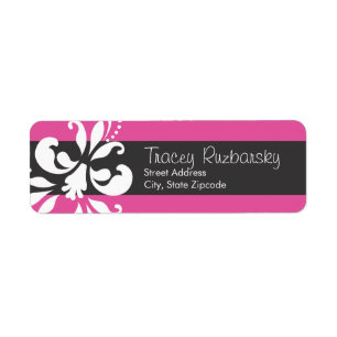 Pink and Black  Return Address Label