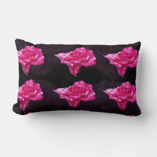 Pink And Black Rose Pattern, Lumbar Pillow
