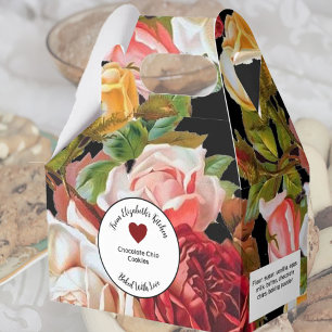 Pink and Black Roses Baked Gifts With Ingredients Favor Box