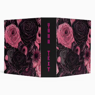 Pink and Black roses Binder