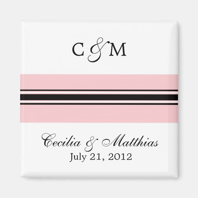 Pink and Black Save The Date Magnet (Front)