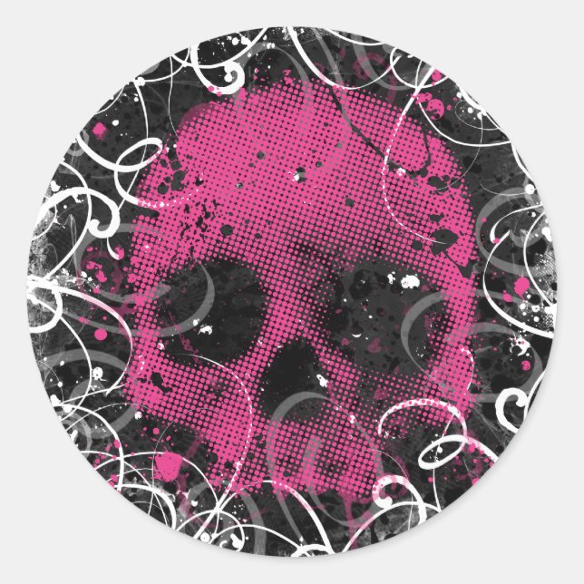 Pink and Black Skull Stickers (Front)