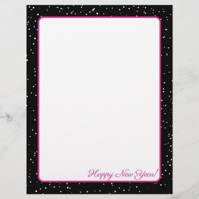 Pink and Black Snow Falling Letterhead (Front)