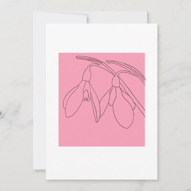 Pink and Black snowdrop flower  Invitation (Front)