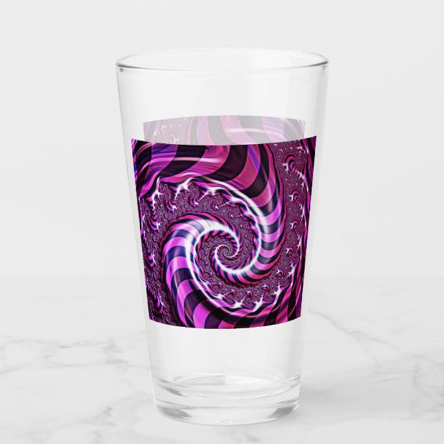 Pink and Black Spiral Illusion Glass Tumbler (Front)