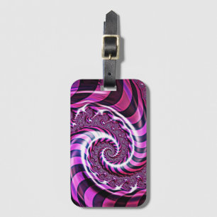 Pink and Black Spiral Illusion Luggage Tag