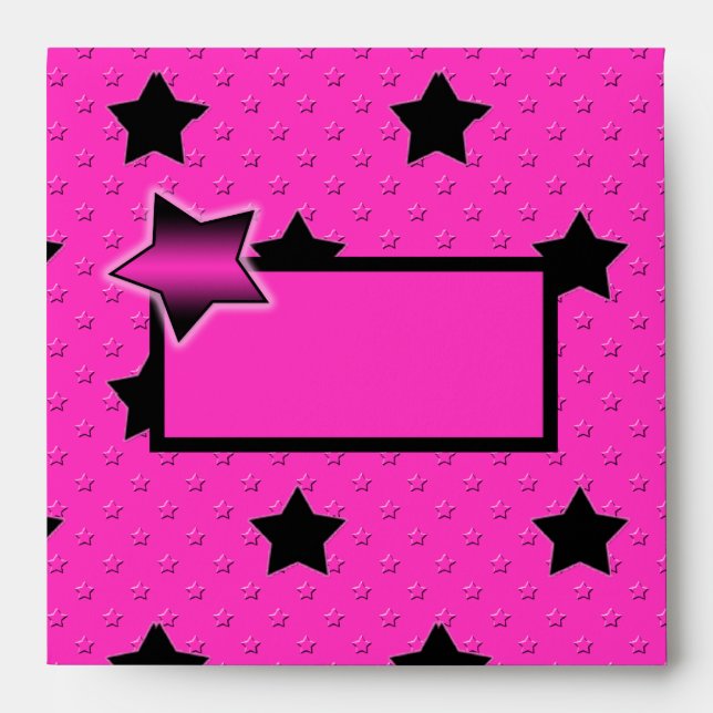 Pink and Black Stars Envelope for 5"x7" Sizes (Front)