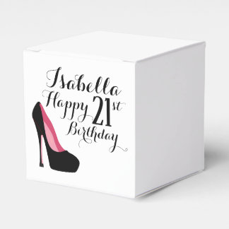 Pink and Black Stiletto Happy Birthday Favor Box