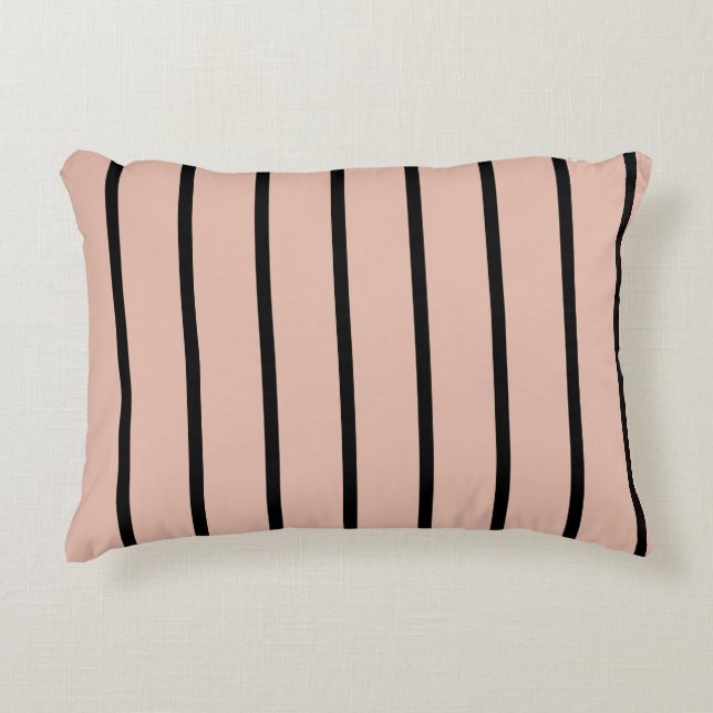 Pink and Black Stripes Accent Pillow (Front)