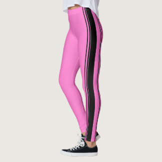 Pink and Black Stripes Leggings