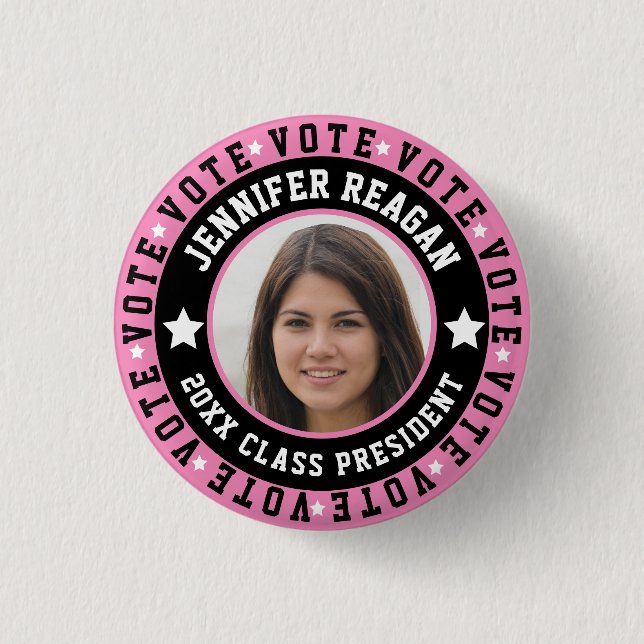 Pink and Black Student Body Campaign 1 Inch Round Button (Front)