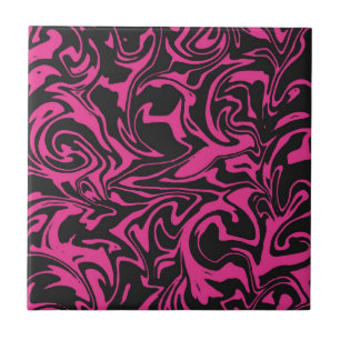 Pink And Black Swirled - Mix And Match Tiles
