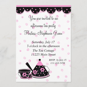 Pink and Black Tea Party Invitation