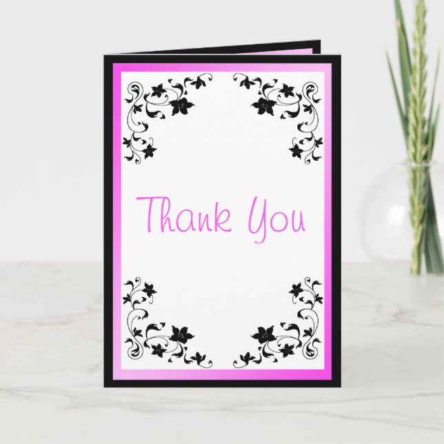 PInk and Black Thank You Card (Front)
