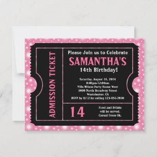 Pink and Black Ticket Invitation, Any Age Invitation