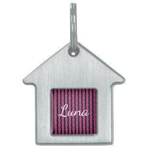Pink and black tie dye pet ID tag