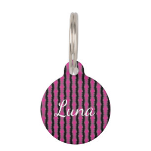 Pink and black tie dye pet tag