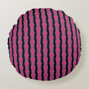 Pink and black tie dye round pillow