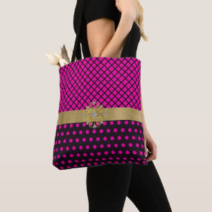 Pink and Black Tote Bag