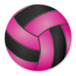 Pink and Black Volleyball Ceramic Knob