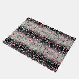 Pink And Black Watercolor Patterned Doormat