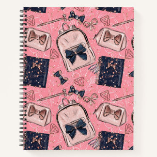 PINK AND BLACK WATERCOLOR SCHOOL THEMED ITEMS NOTEBOOK