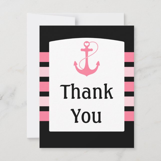 Pink and Black Wedding Thank You (Front)