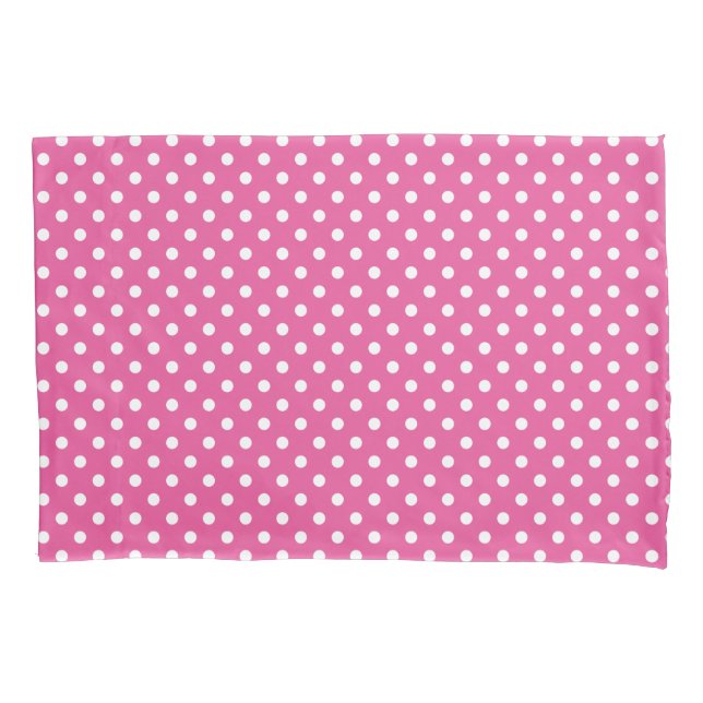 Pink and black white polka dots reversible pillowcase (Front)