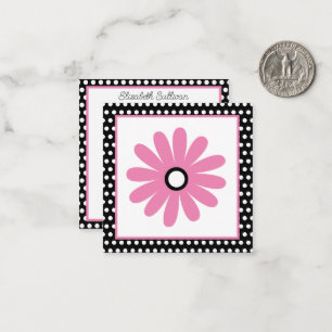 Pink and Black With White Polka Dots Personalized Card