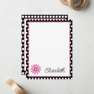 Pink and Black With White Polka Dots Personalized Card