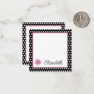 Pink and Black With White Polka Dots Personalized Card