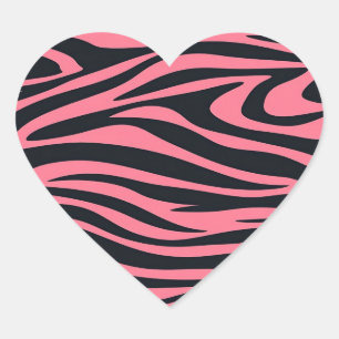 Pink and Black Zebra Animal Print Heart Sticker