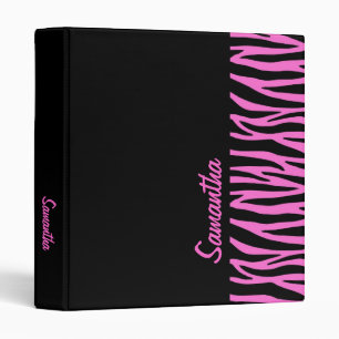Pink and Black Zebra Binder