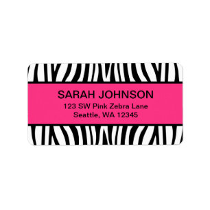 Pink and Black Zebra Label