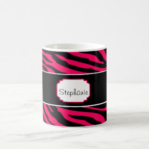 Pink and Black Zebra Personalized Coffee Mug