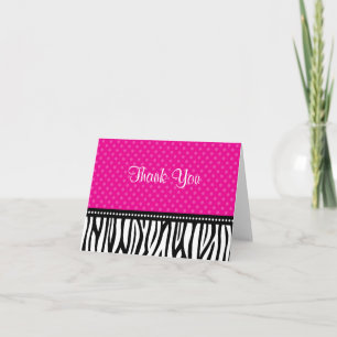 Pink and Black Zebra Polka Dot Thank You