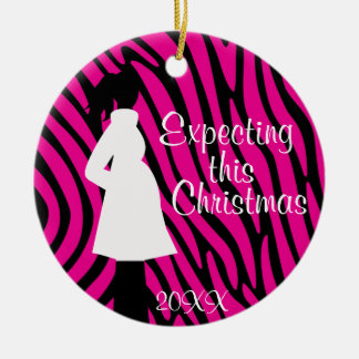 Pink and Black Zebra Pregnancy Ornament