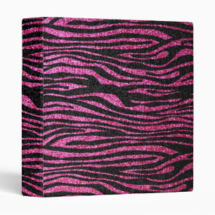 Pink and Black Zebra Print bling (faux glitter) Binder