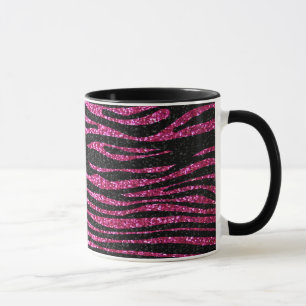 Pink and Black Zebra Print bling (faux glitter) Mug