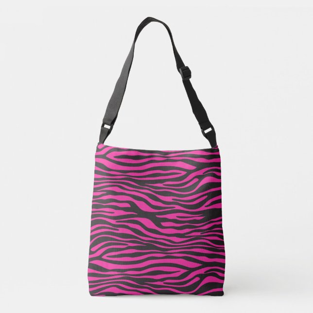 Pink and Black Zebra Print Crossbody Bag (Back)