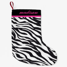Pink and Black Zebra Print Monogram Stocking