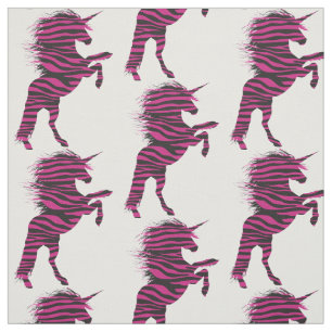 Pink and Black Zebra Print Unicorn Fabric