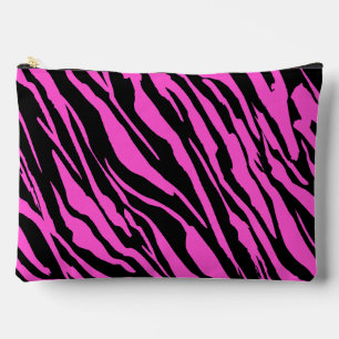 Pink and Black Zebra Stripes Pattern Accessory Pouch