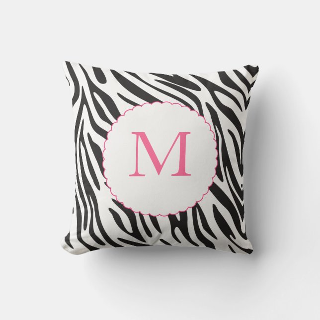 Pink and Black Zebra Stripes Pillow (Front)