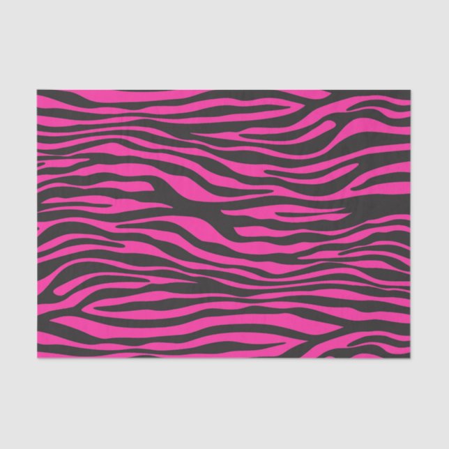 Pink and Black Zebra Stripes Tissue Paper (Front)