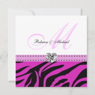 Pink and Black Zebra Stripes Wedding Invitations