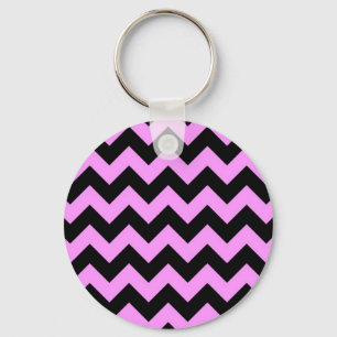 Pink and Black Zigzag Keychain