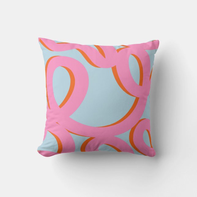 Pink And Blue Abstract Lines Throw Pillow (Front)
