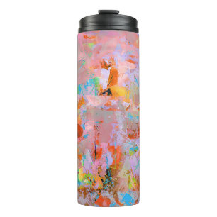 PINK AND BLUE ABSTRACT PAINTING THERMAL TUMBLER